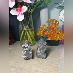 Real Sphalerite towers with druzy formations.